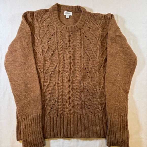 J. Crew Sweaters - J. Crew Women’s Brown Pointelle Cable Knit Sweater